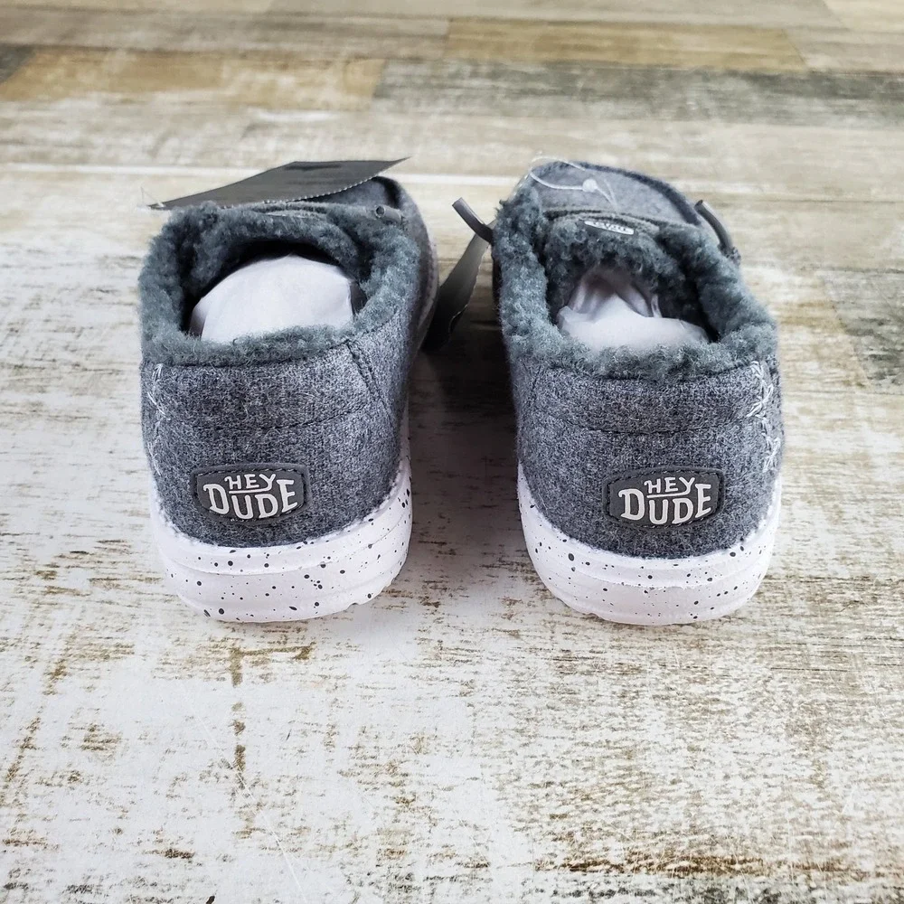 Hey Dude Wendy Wool Cozy Kids Loafer Shoes Sz 13 C13 Charcoal Round Toe Comfort